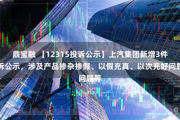 鼎宝融 【12315投诉公示】上汽集团新增3件投诉公示，涉及产品掺杂掺假、以假充真、以次充好问题等