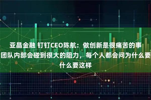 亚晶金融 钉钉CEO陈航：做创新是很痛苦的事情，团队内部会碰到很大的阻力，每个人都会问为什么要这样